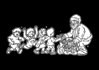 Santa Black and White 02