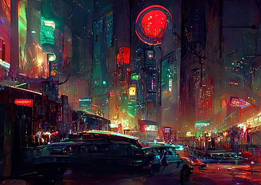 Cyberpunk neon city