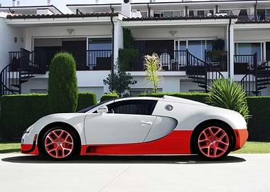 White Bugatti Sport Car