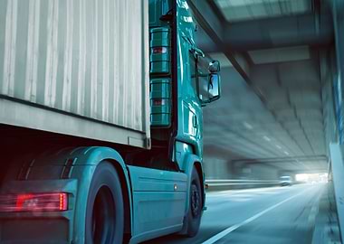 Truck driving in a tunnel