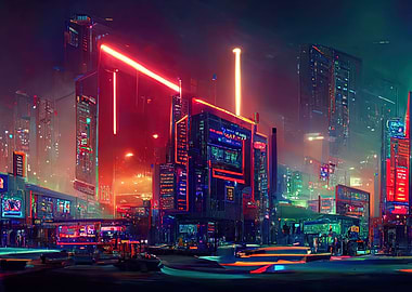Cyberpunk neon city