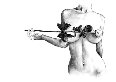 Sensual Art Nude Girl Rose