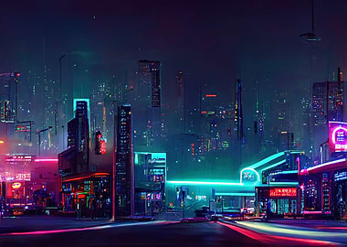 Cyberpunk neon city