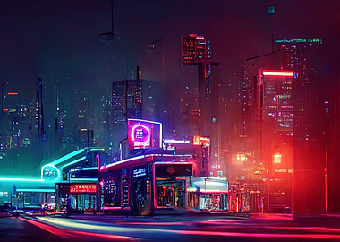 Cyberpunk neon city