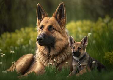 Dog with cub