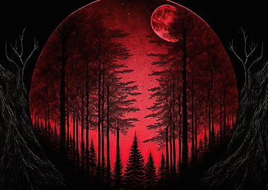 Red moon forest dark