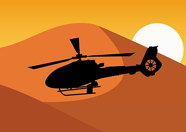 Helicopter in the desert