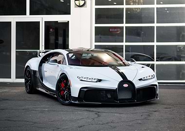 White Bugatti Sport Car