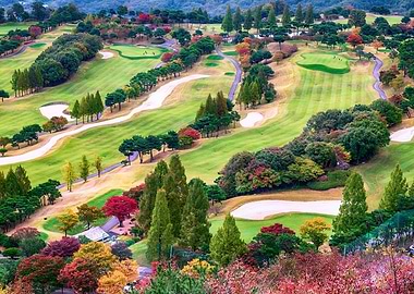 Golf resort at autumn