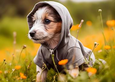 Puppy with a hoodie