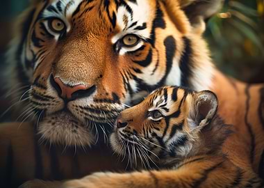 Tiger with tiger cub
