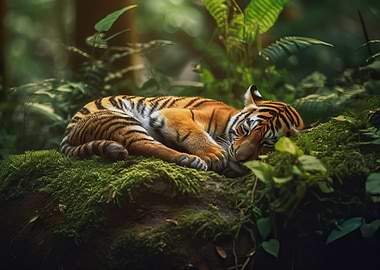 Sleeping tiger cub