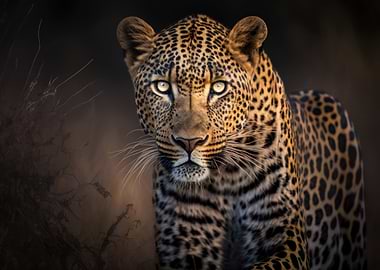 Leopard on savannah
