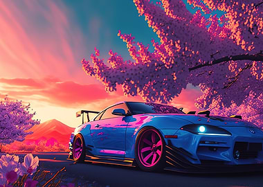 car cherry blossoms sakura