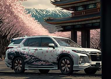 car cherry blossom japan