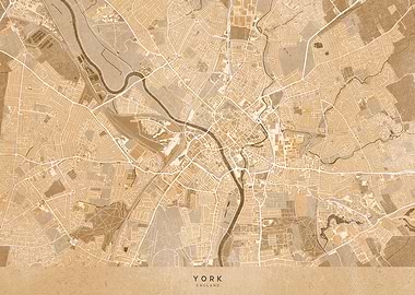 Sepia map of York England