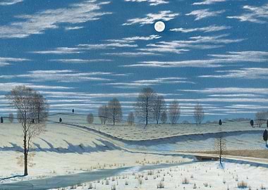 Winter Scene in Moonlight