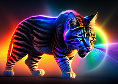 Cat Poster Neon Colors