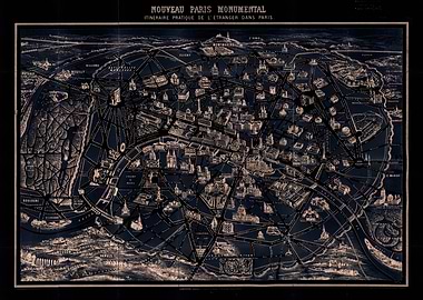 Paris vintage black map