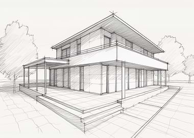 Pencil Drawing Villa