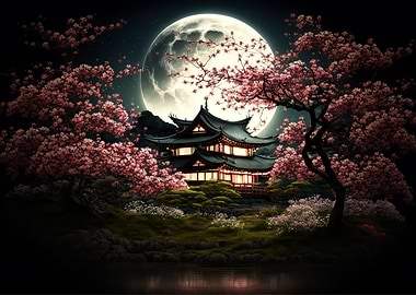 Landscape under the moon