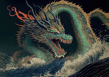 Dragon in waves