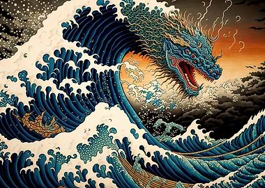 Dragon in waves