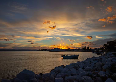 Sunset on a Greek island