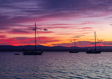 Sunset, sea, Greek island