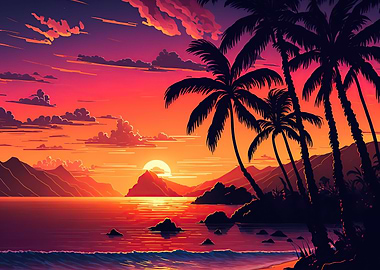 Beach Sunset Landscape