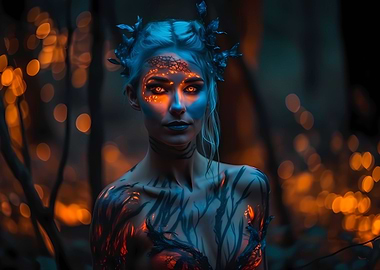 Beautiful blue fire mage