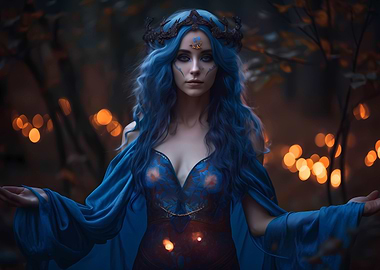 Beautiful blue fire mage