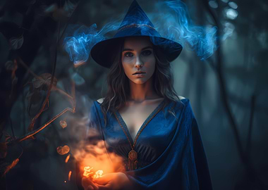 Beautiful blue fire mage