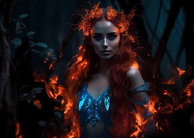 Beautiful blue fire mage