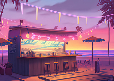 Outdoor Bar Beach Neon
