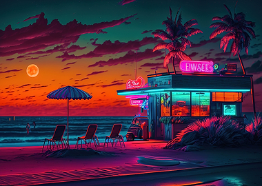 Outdoor Bar Beach Neon