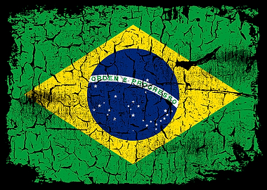 Brazil Flag Dusted Cracked