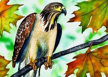A hawk sitting on a tree