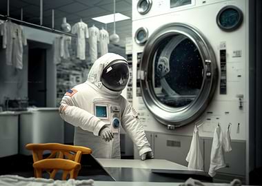 Astronaut doing laundry