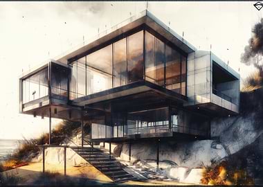 Pencil Art Drawing Villa