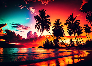 Beach sunset landscape