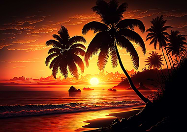 Beach sunset landscape