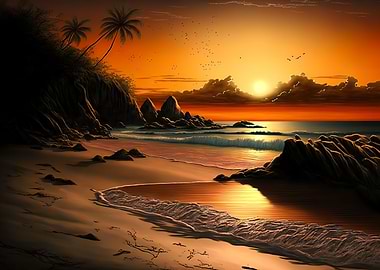 Beach sunset landscape