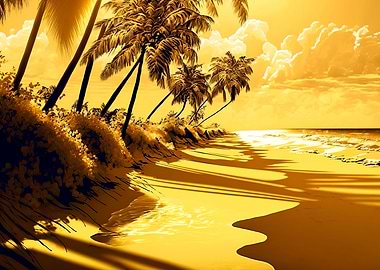 Beach sunset landscape