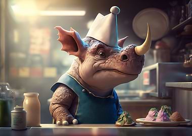 Triceratops in a diner