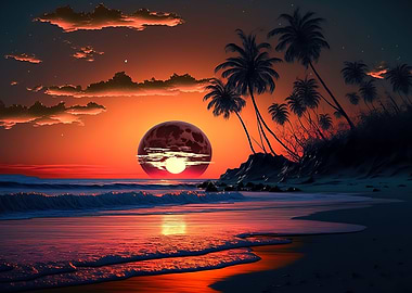 Beach sunset landscape