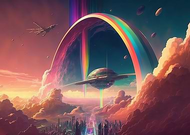 Rainbow Futuristic City