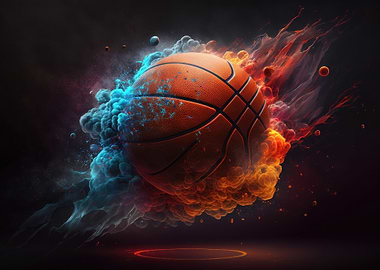 Basketball ball on fire