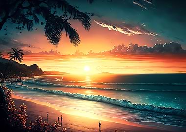 Beach sunset landscape