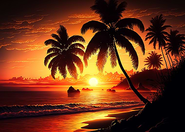 Beach sunset landscape